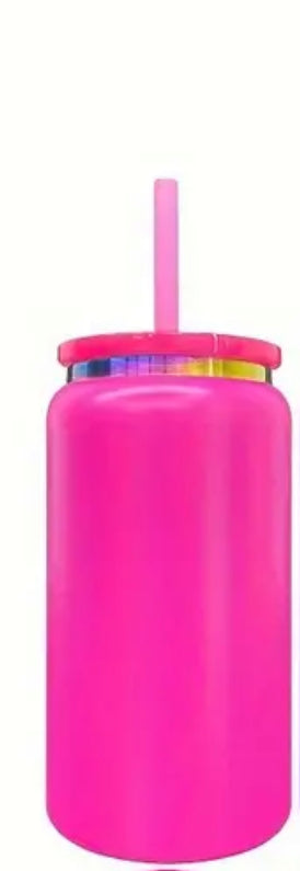 Rainbow rim- 16oz stainless steel colorful cups.