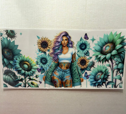 #1022 green & purples sunflowers
