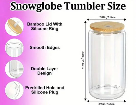 16 oz snow globe glass cup